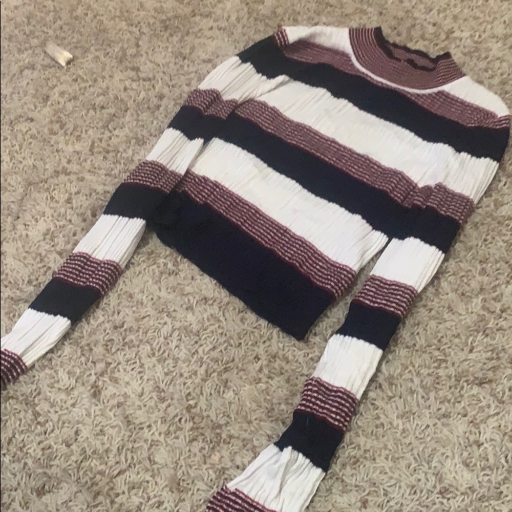 Again Cropped Tight Fitting Striped Turtleneck - image 4